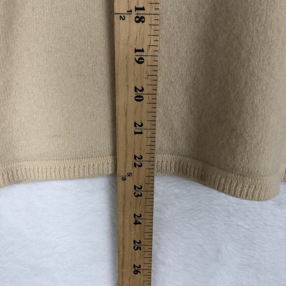 TALORA 100% Cashmere Sweater Women's Sz L Cream Knit Short Sleeve V-Neck Classic - Picture 6 of 10